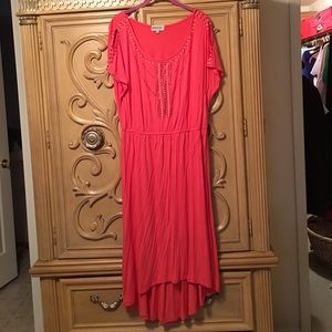 Glitterscape high low cold shoulder dress NWOT